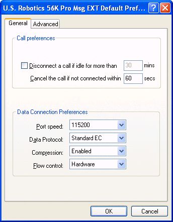 Check modem settings XP 7